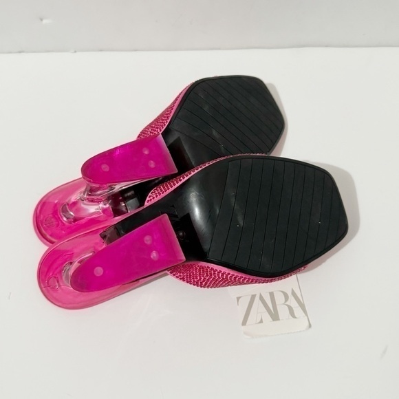 Zara Hot Pink Methacrylate Heeled Sandals NWT - Picture 7 of 8